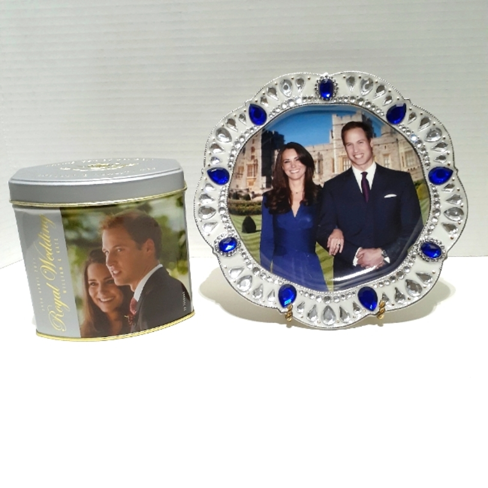 2011 Bradford Exchange William & Kathrine Engagement Plate & Unopeded Tea Tin
